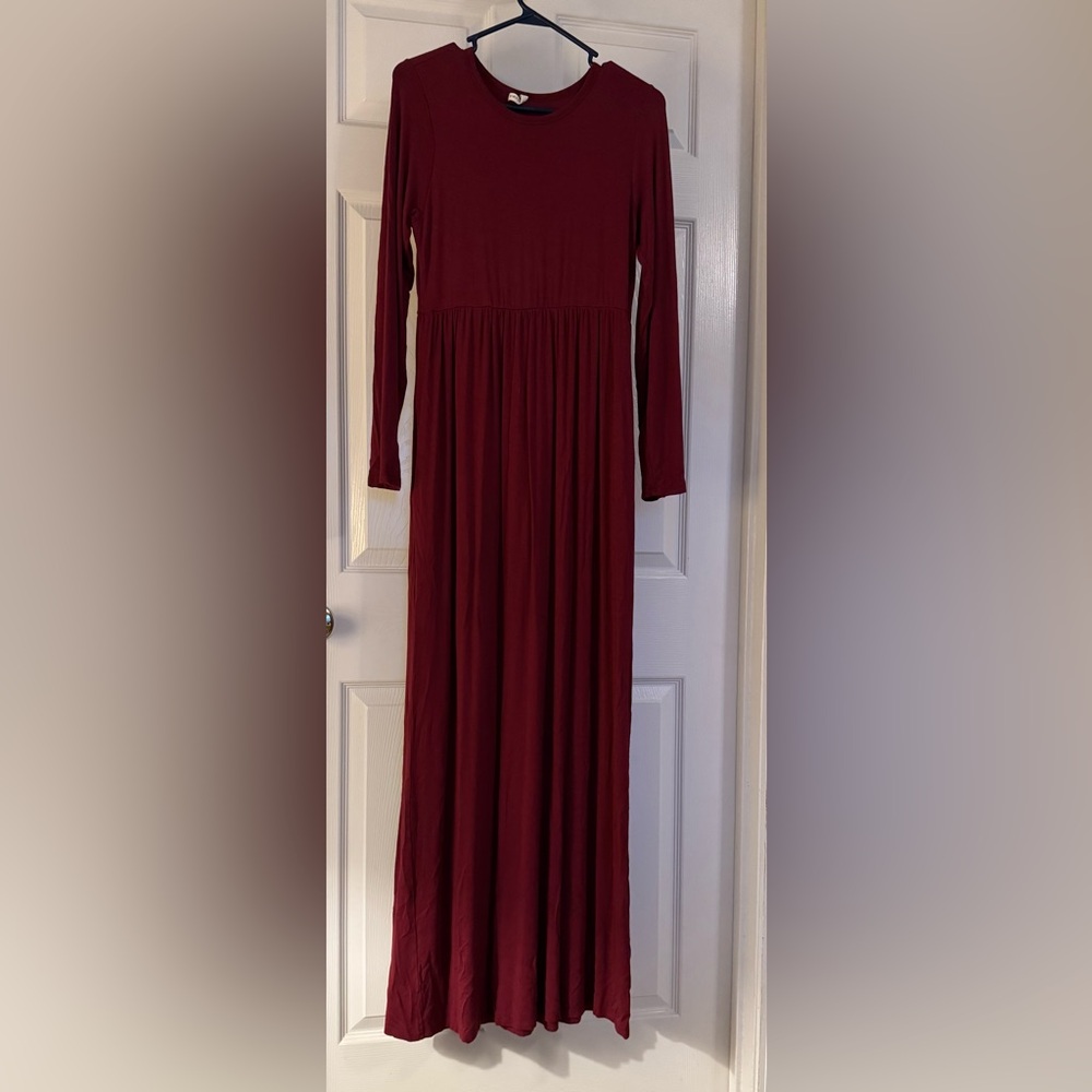 Bellamie Burgundy Long Sleeve Maxi Dress